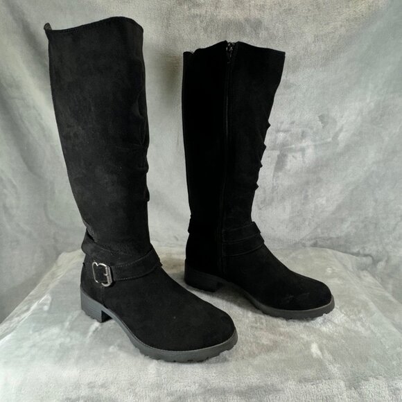 UNR8ED womens Boots 7M Darla black suede zip up with decorative buckle strap at - Picture 11 of 16